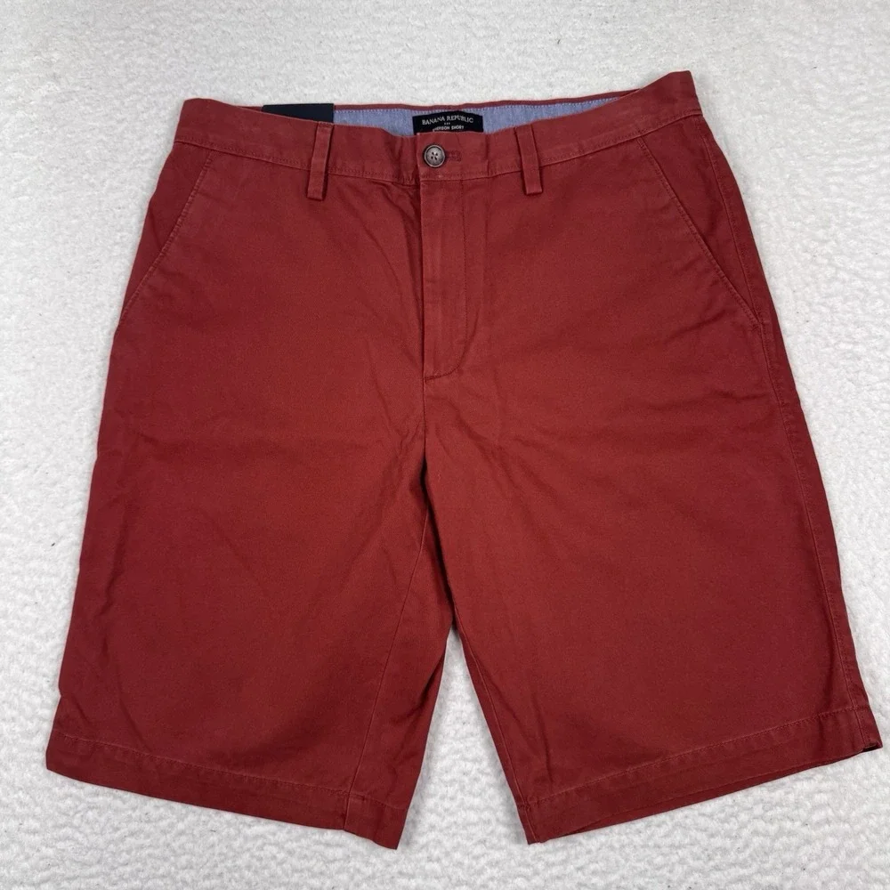 Banana Republic Emerson Chino Shorts Men 32 Red Cotton Flat Front 11